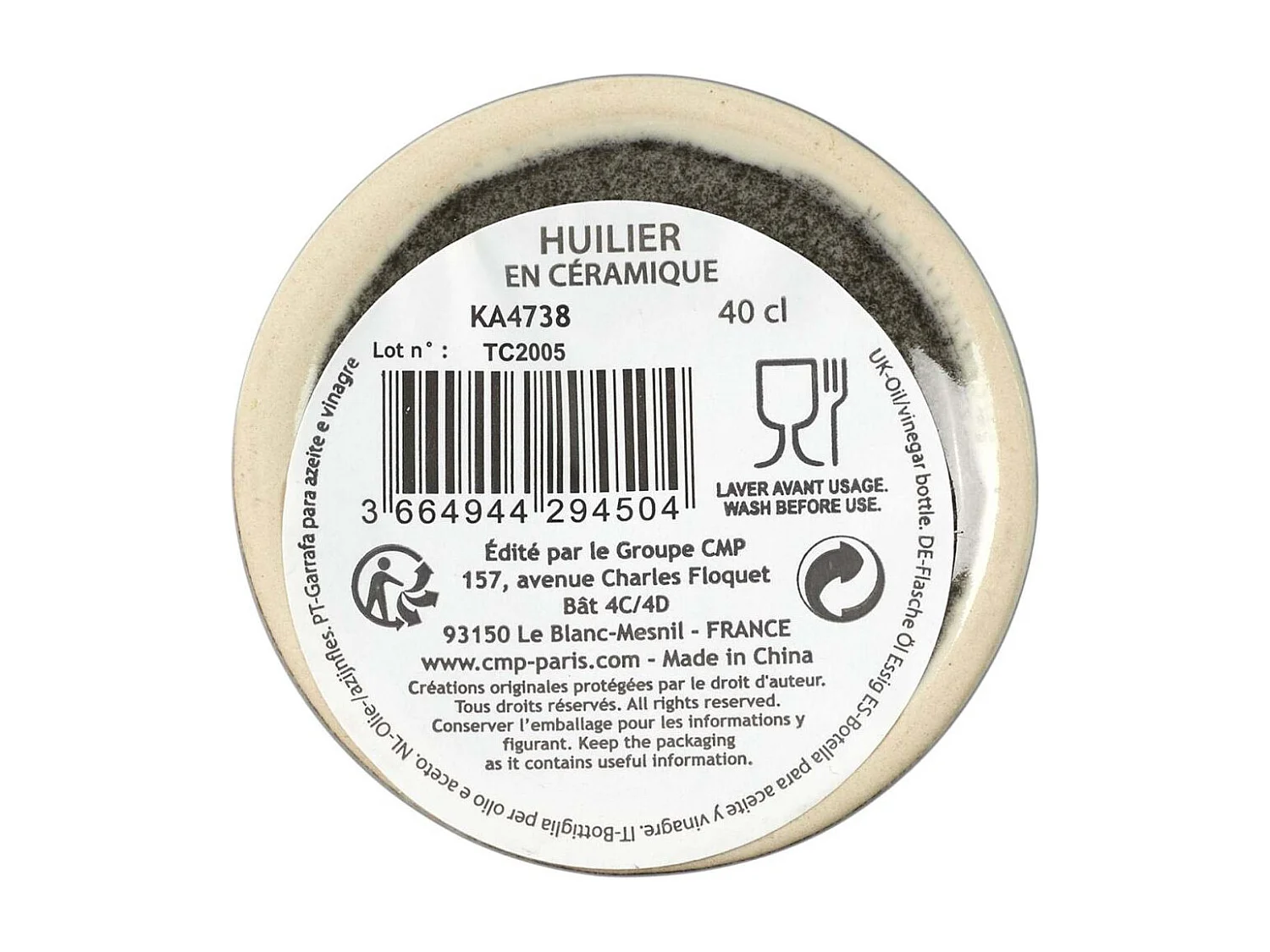 Bouteille Huile Vinaigre Tokyo 40cl Noir