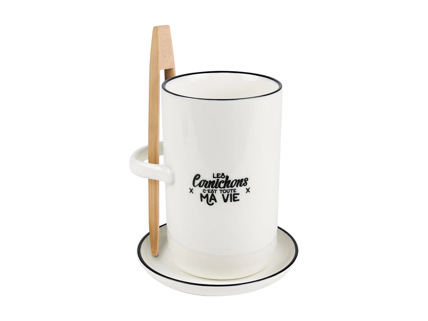 Pot A Cornichon Avec Soucoupe Et Pince M8 Blanc, Noir, Marron