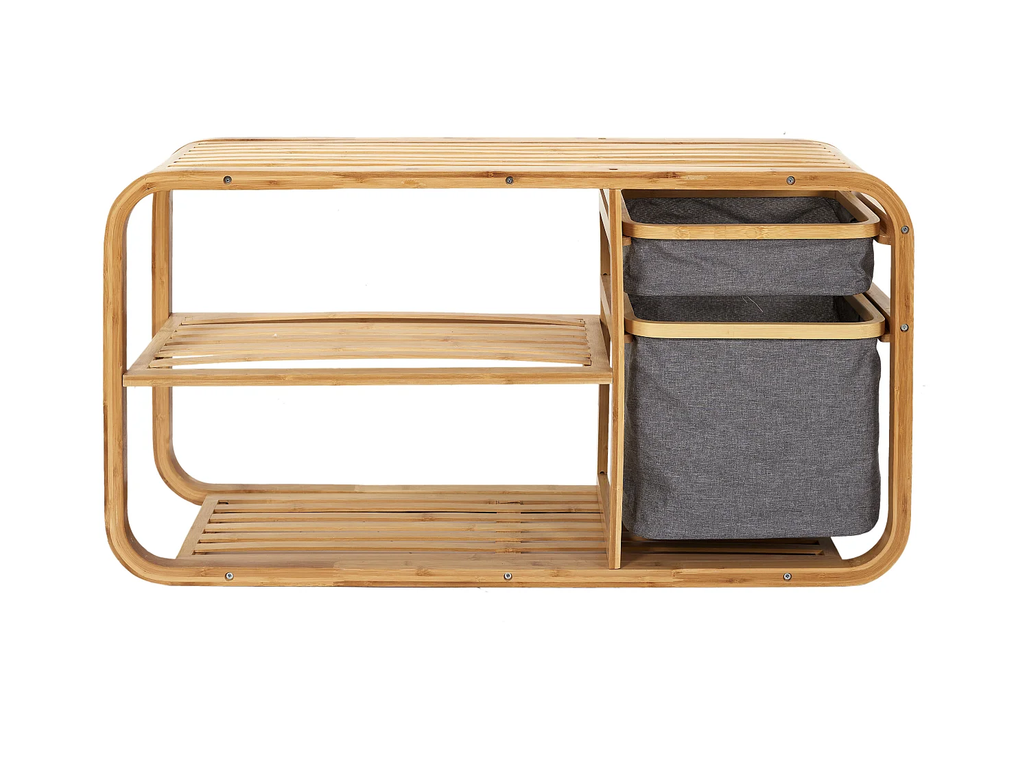 Banc Rangement Bambou Gris, Marron