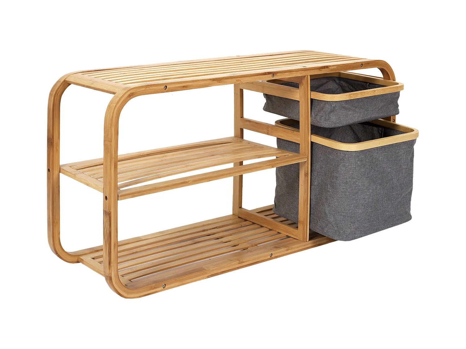 Banc Rangement Bambou Gris, Marron