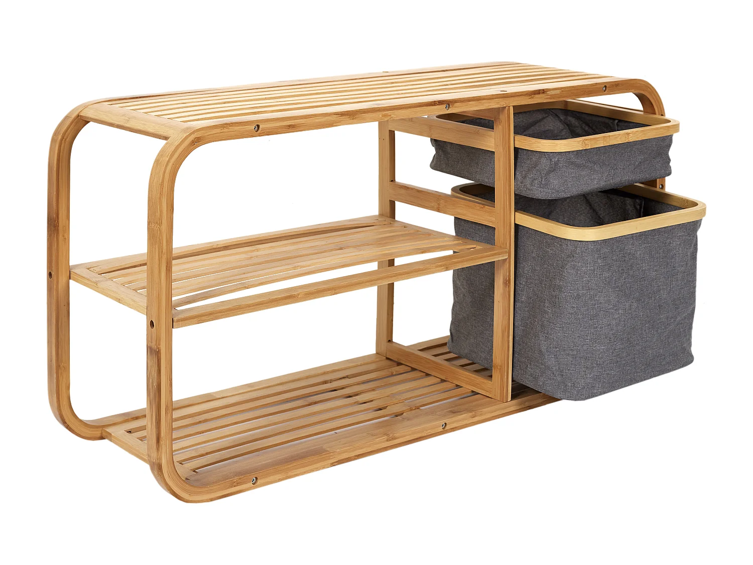 Banc Rangement Bambou Gris, Marron