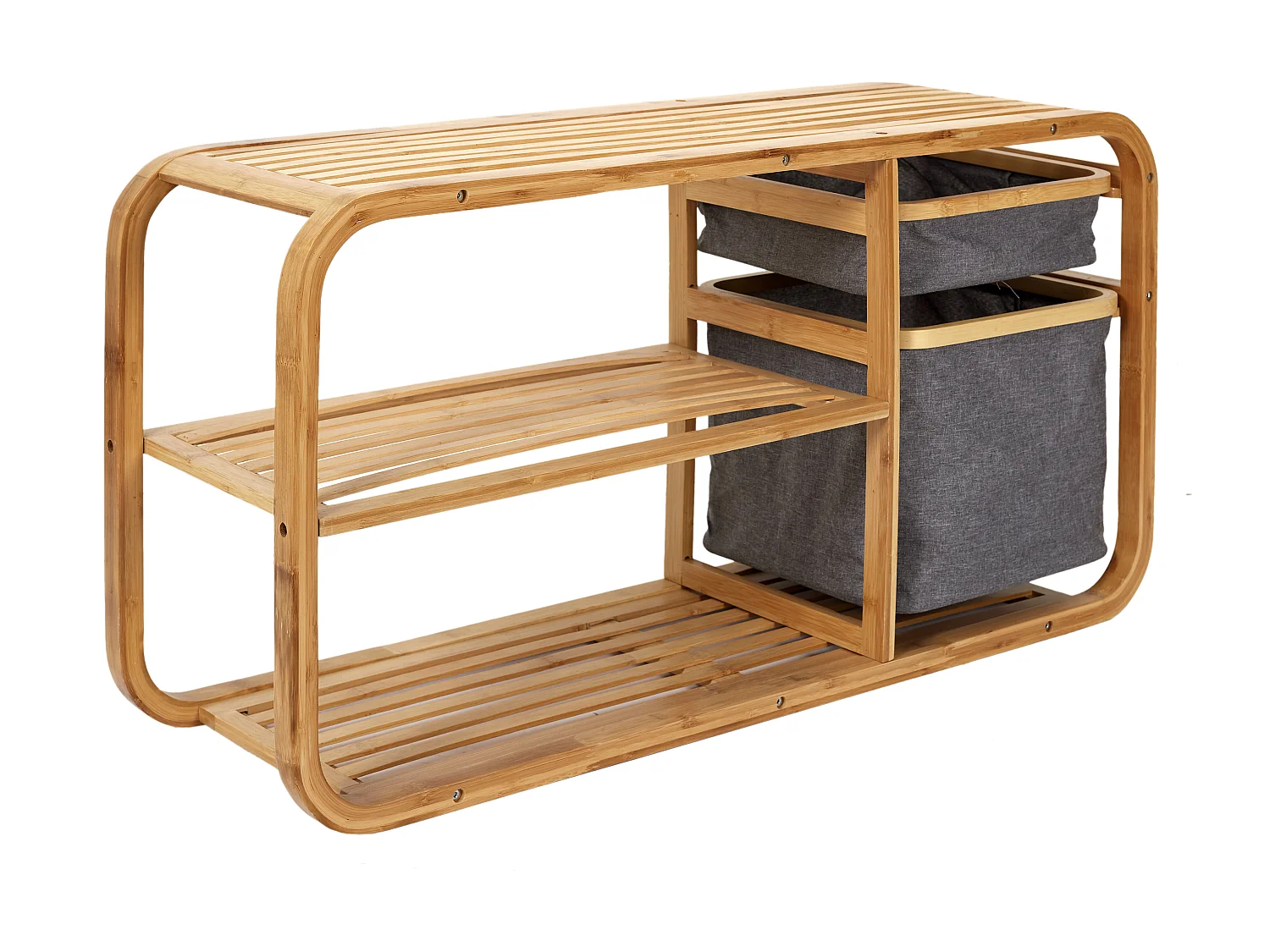 Banc Rangement Bambou Gris, Marron