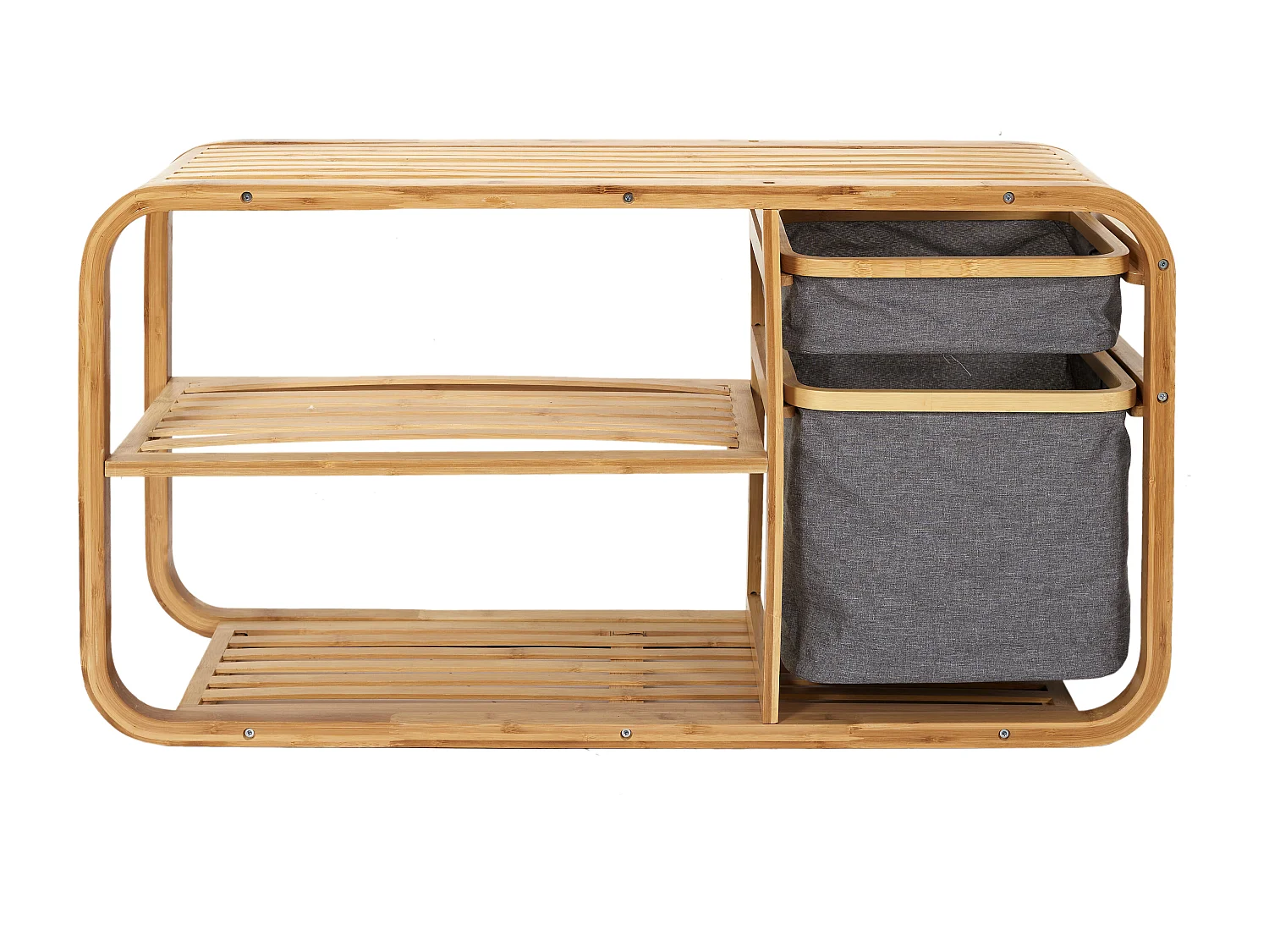 Banc Rangement Bambou Gris, Marron