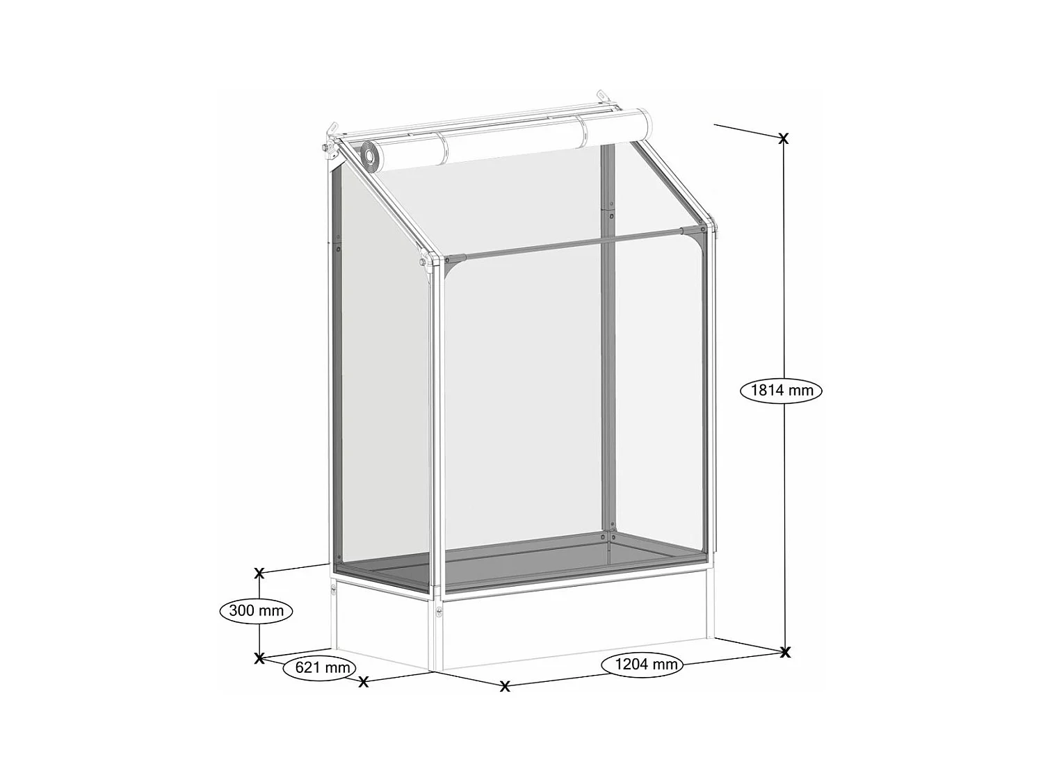 Potager mural premium à adosser avec couverture de protection Hauteur 180 cm
