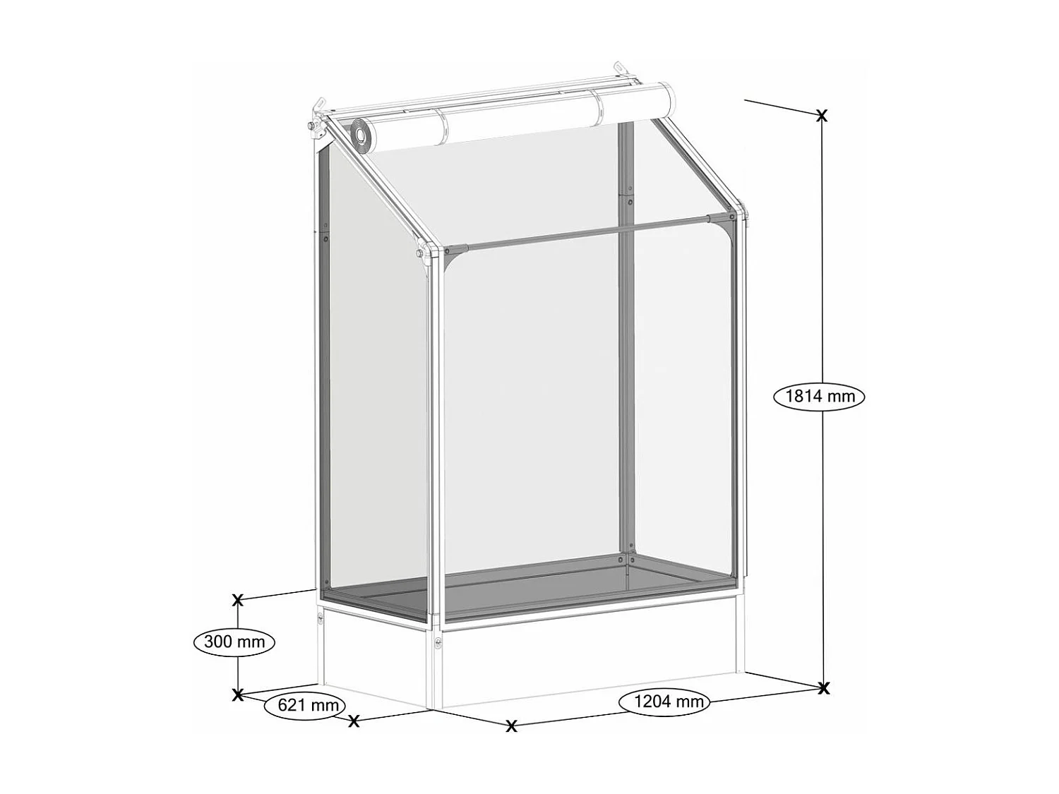Potager mural premium à adosser avec couverture de protection Hauteur 180 cm