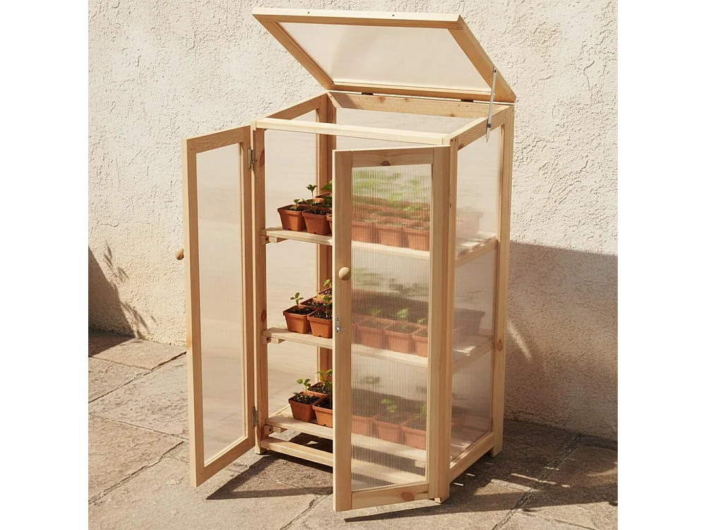 Gewächshaus aus natürlicher Kiefer Texel Höhe 125,2 cm