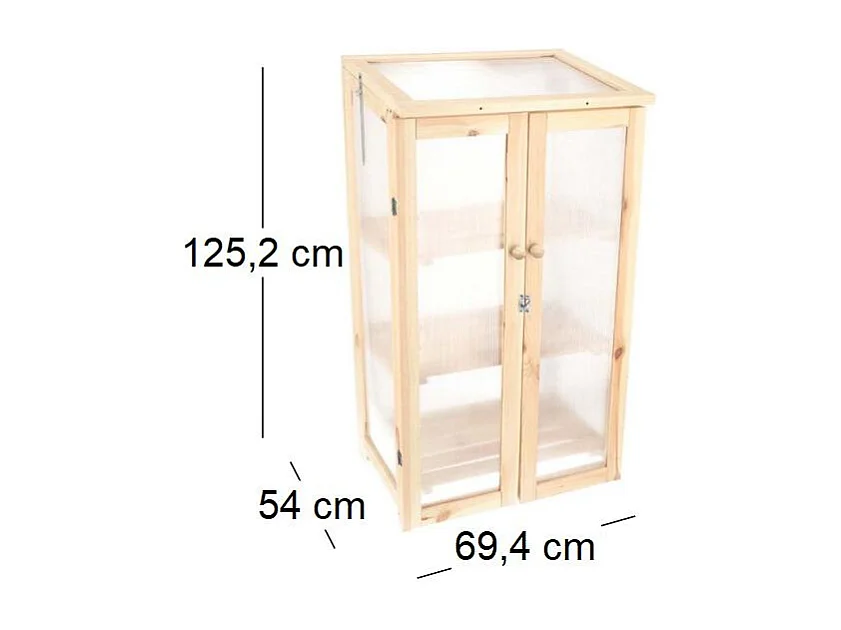 Gewächshaus aus natürlicher Kiefer Texel Höhe 125,2 cm