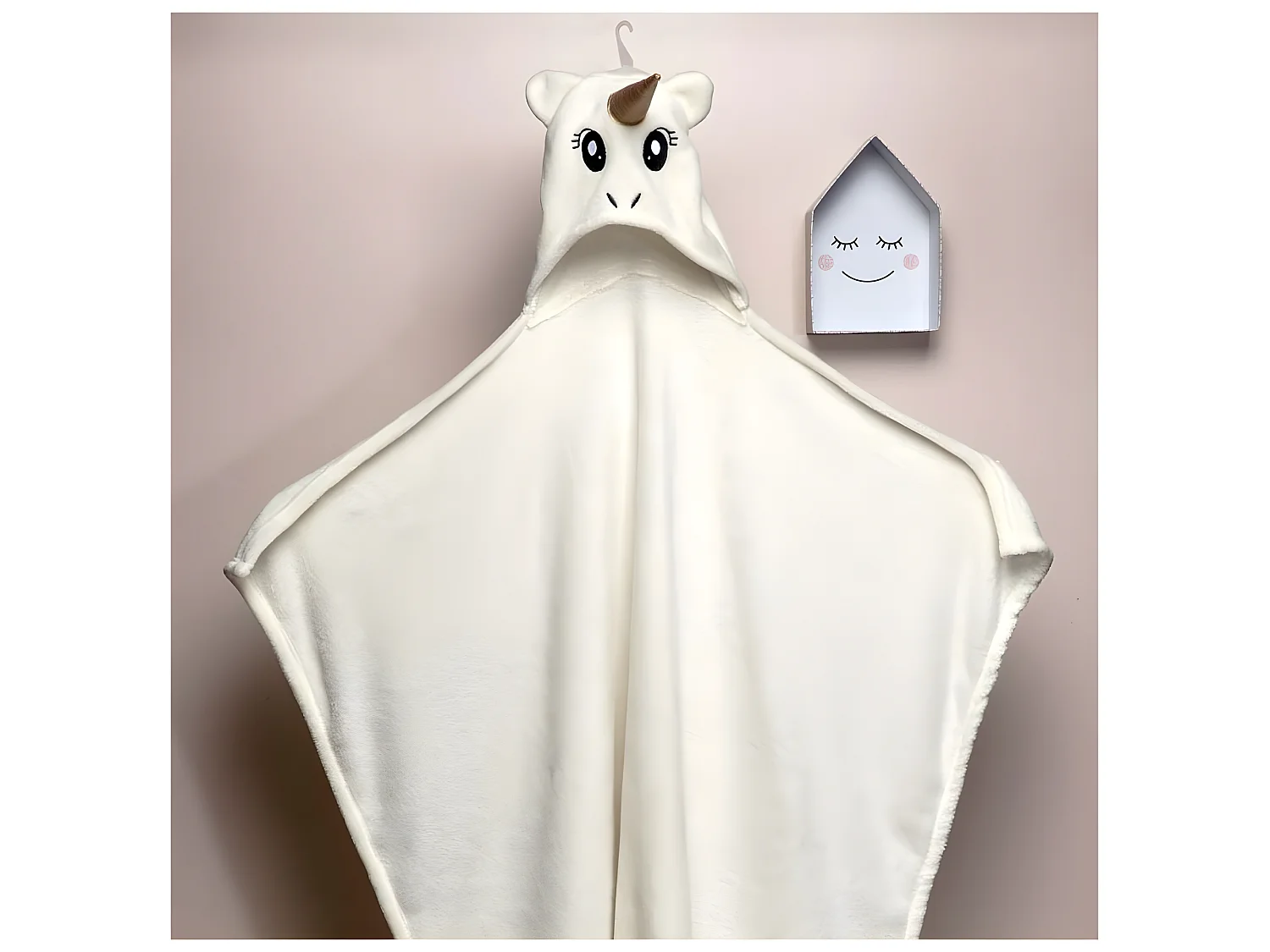 Plaid Licorne 90x110cm Blanc, Noir, Or