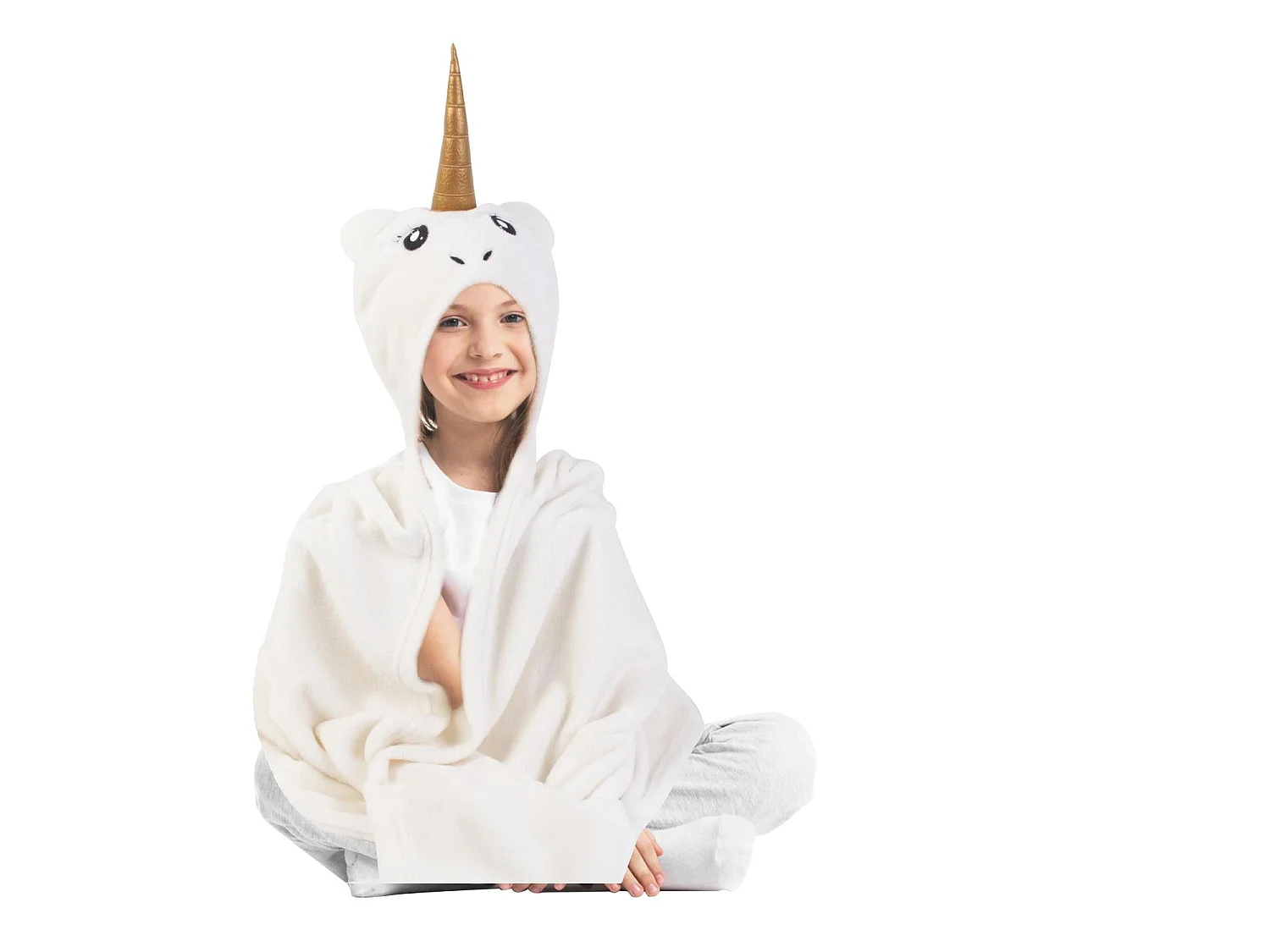 Plaid Licorne 90x110cm Blanc, Noir, Or