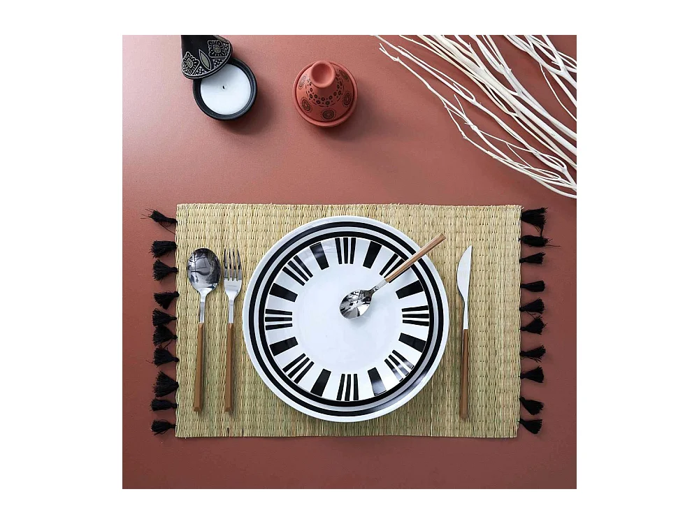 Menagere Effet Bois X16 Marron, Argent