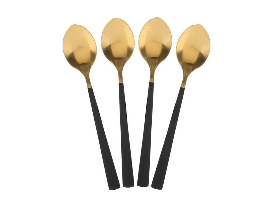 Menagere 16 Pieces Gold Manche Noir Noir, Or