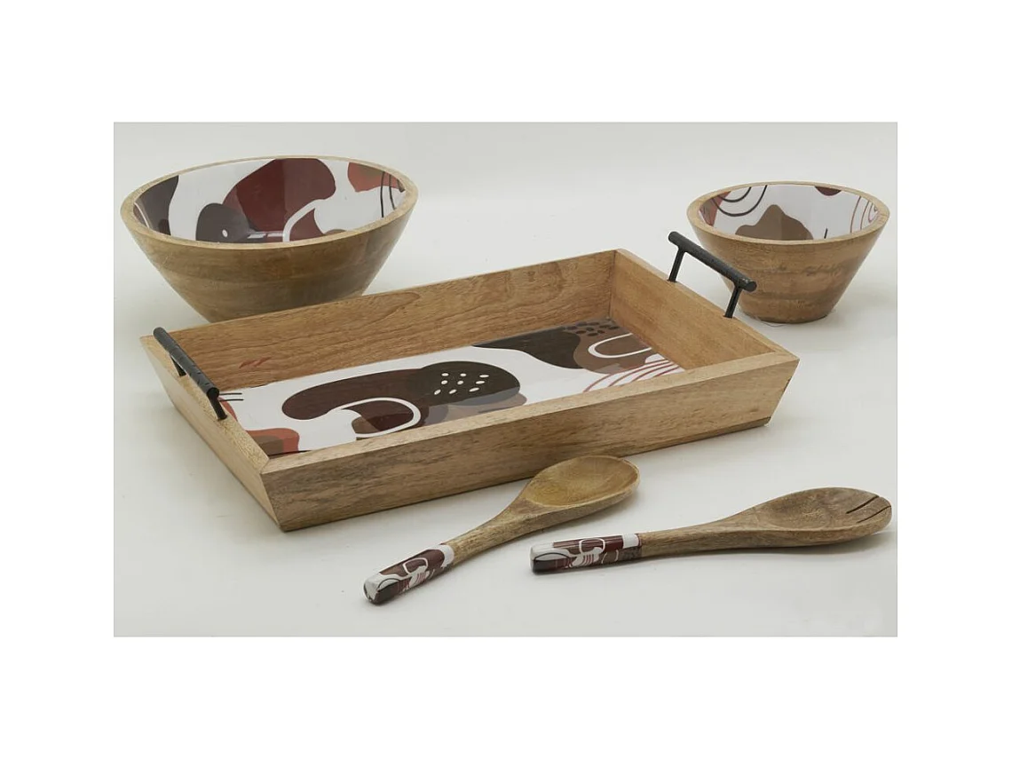 Salatbesteckpaar Arty aus Mangoholz und Kunstharz