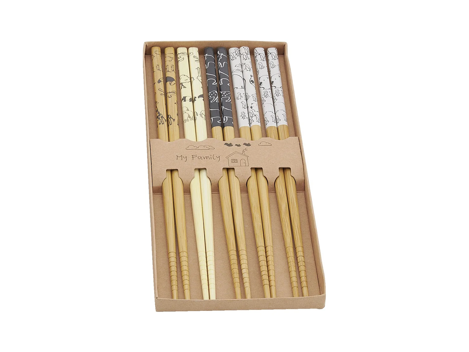 5 Paar chinesische Bambusstäbchen