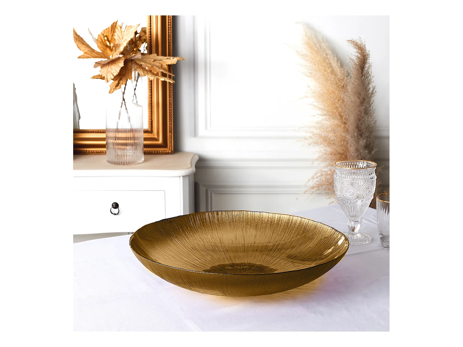 Saladier En Verre Dore D40cm Or