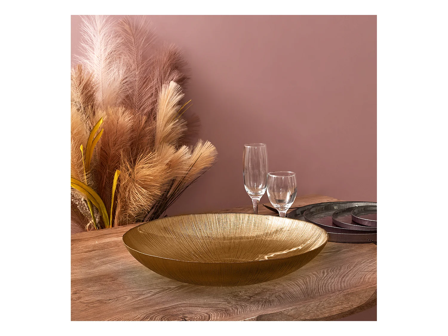 Saladier En Verre Dore D30cm Or