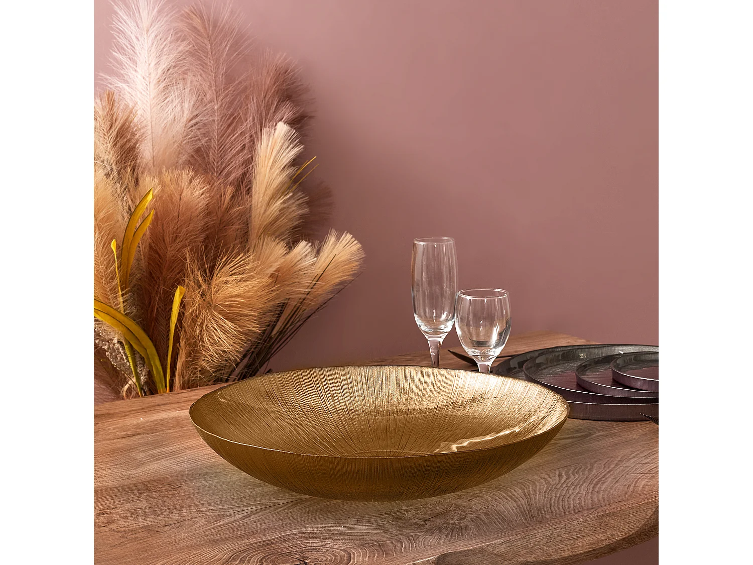 Saladier En Verre Dore D30cm