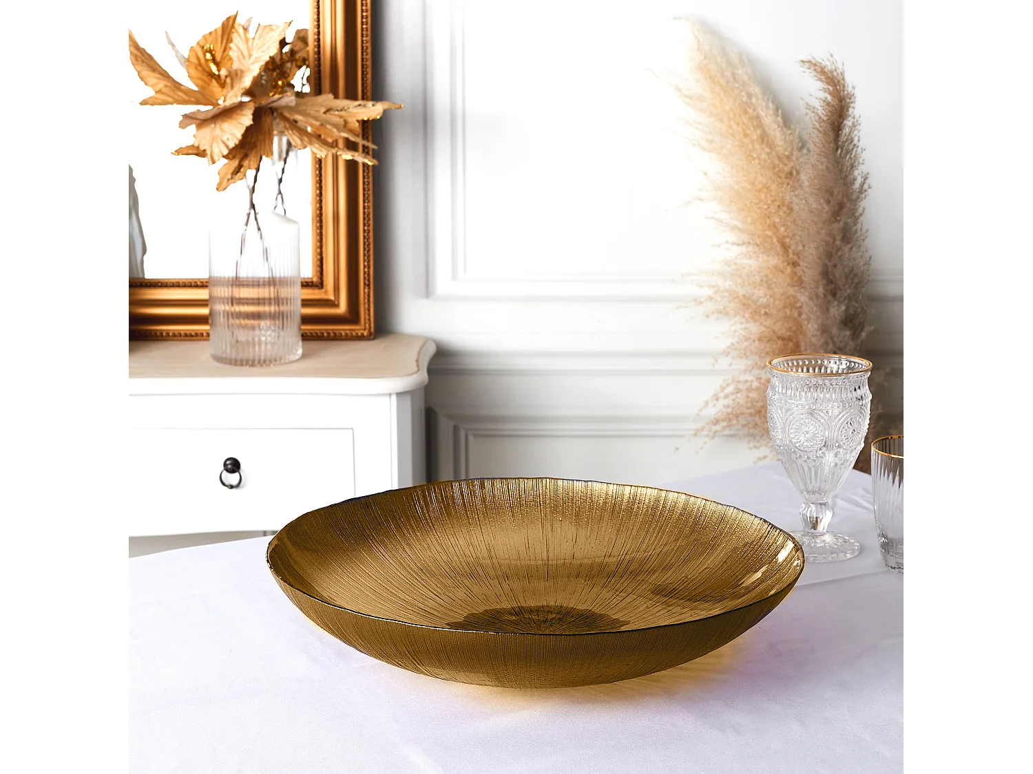 Saladier En Verre Dore D30cm