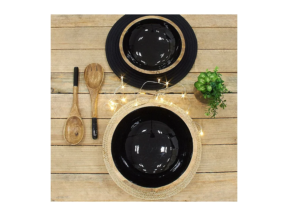 Saladier corbeille en manguier et résine Diamètre 30 cm