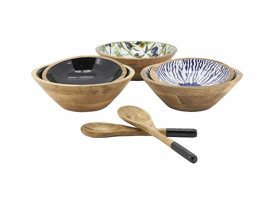 Saladier corbeille en manguier et résine Diamètre 30 cm