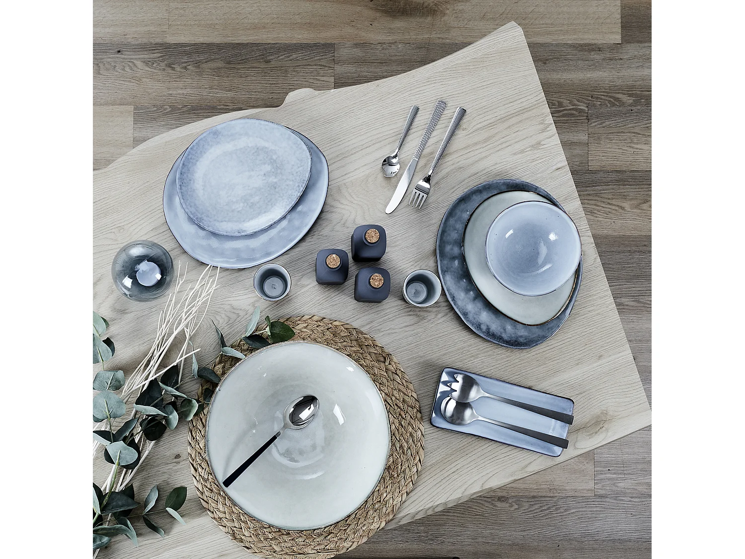 Saladier - HOME DECO FACTORY - 28 cm - Céramique - Gris