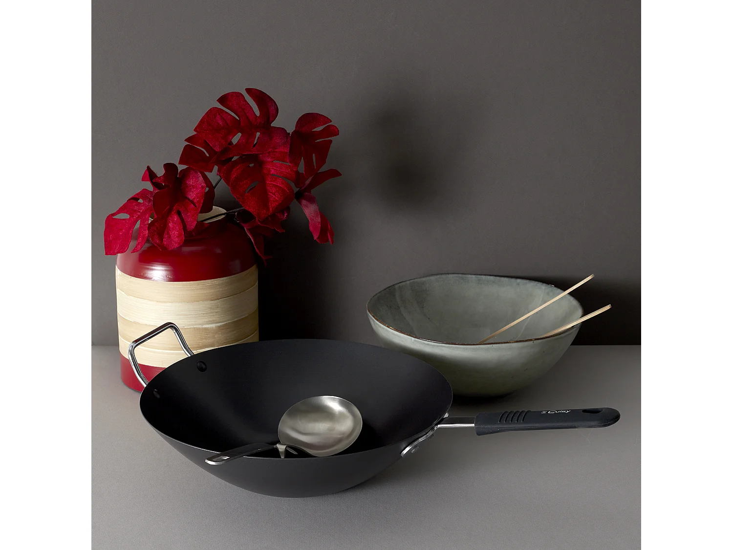 Saladier - HOME DECO FACTORY - 28 cm - Céramique - Gris