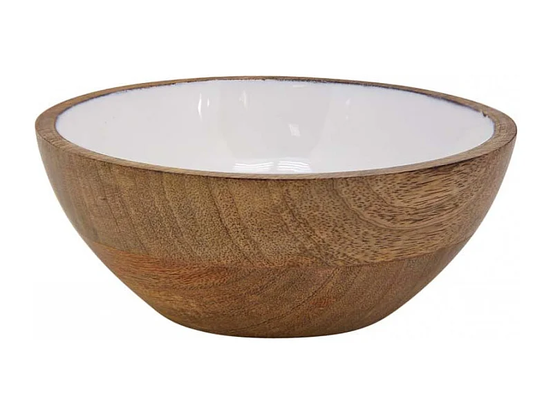 Saladier en manguier et résine blanche Diamètre 18 cm