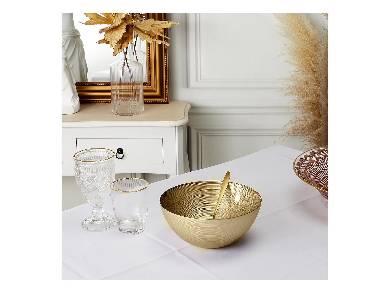 Saladier En Verre Dore D28cm Or