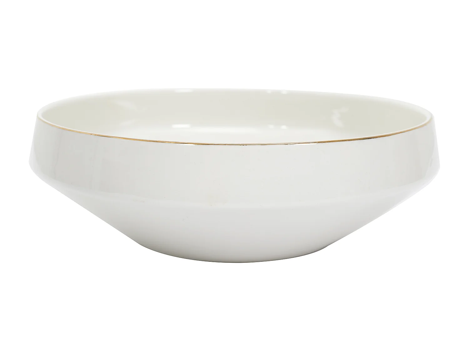 Saladier En Porcelaine Lisere Dore D25cm Blanc, Or