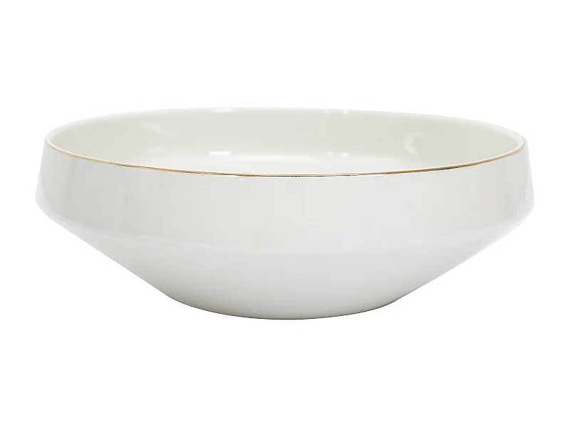 Saladier En Porcelaine Lisere Dore D25cm Blanc, Or