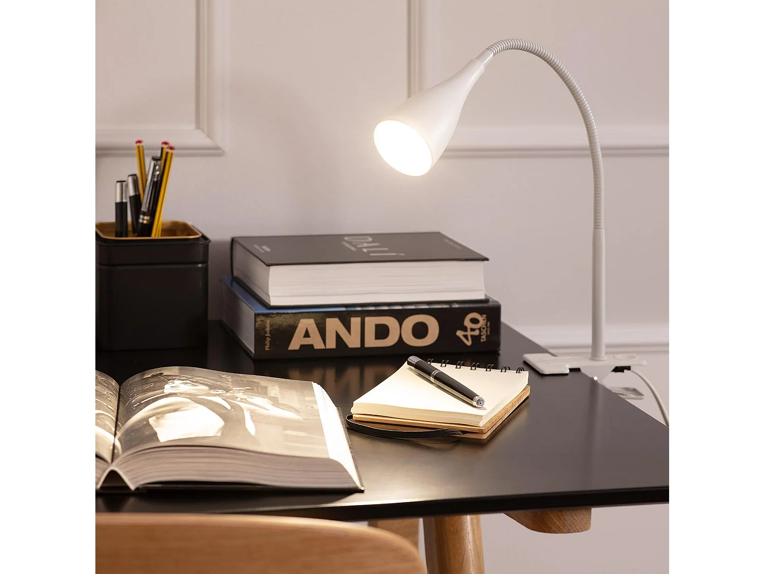 Lampe de Bureau Flex Métal Dandy avec Pince Noir