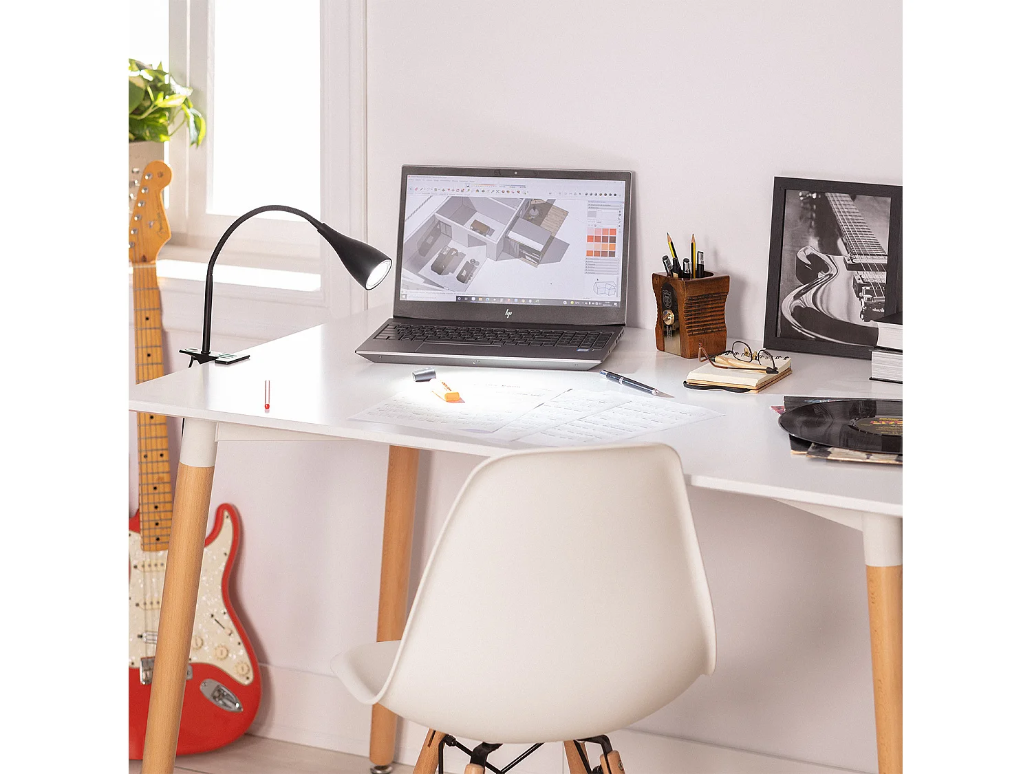 Lampe de Bureau Flex Métal Dandy avec Pince Noir