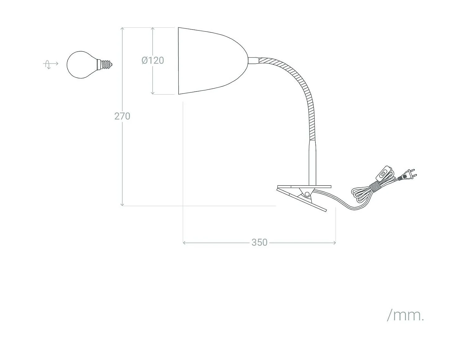 Flexo da Tavolo In Metallo con Pinza Ripley Verde Celadon