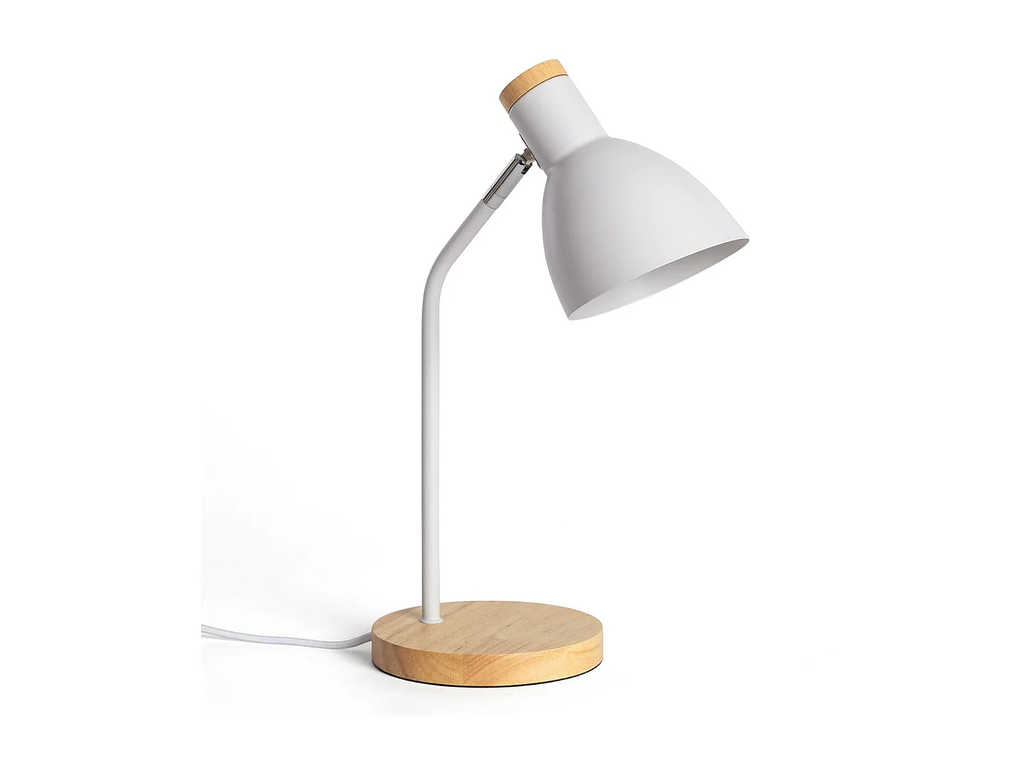 Lámpara Flexo Escritorio Aluminio y Madera Luxo Blanco
