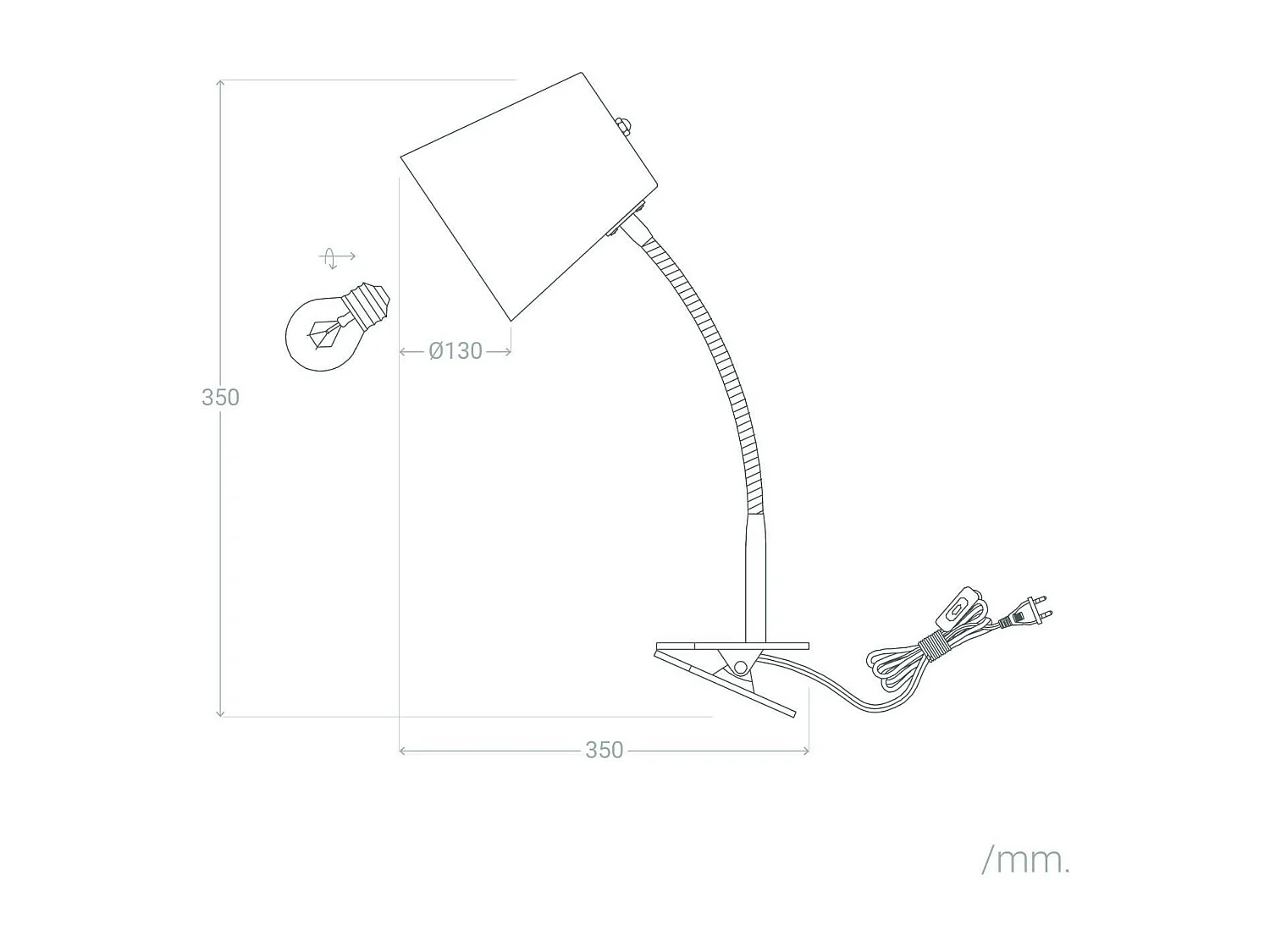 Lámpara Flexo Escritorio de Metal con Pinza Delavan