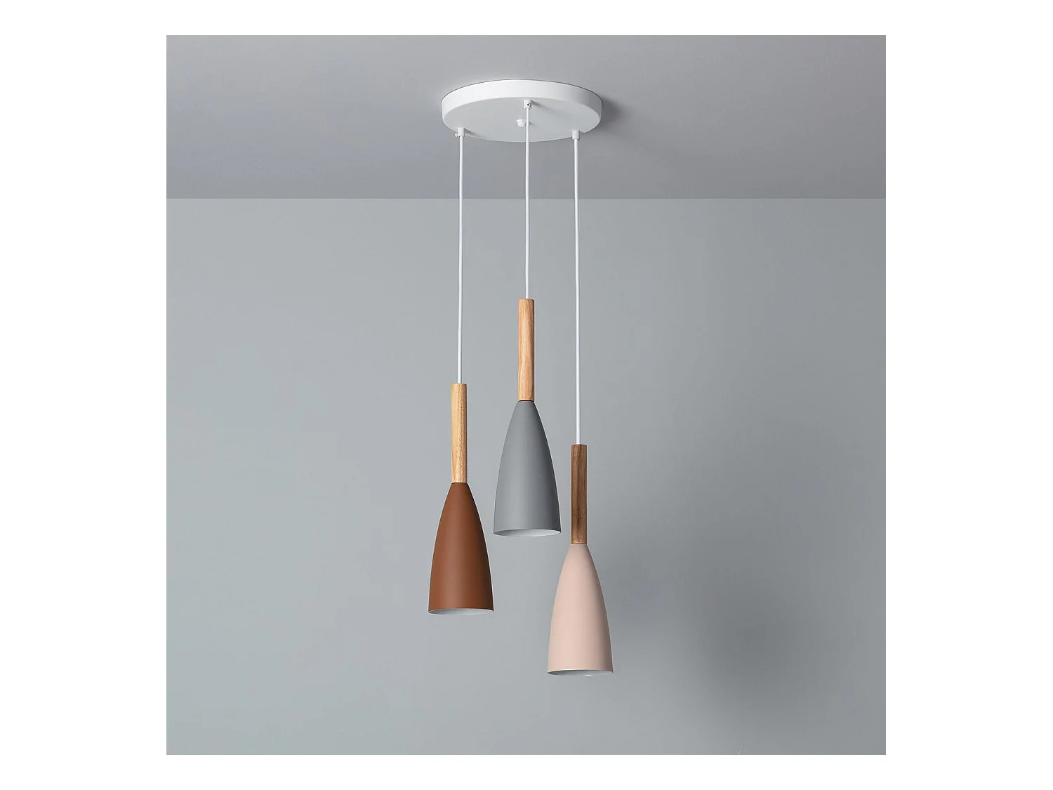 Lámpara Colgante Metal y Madera Rain Multicolor