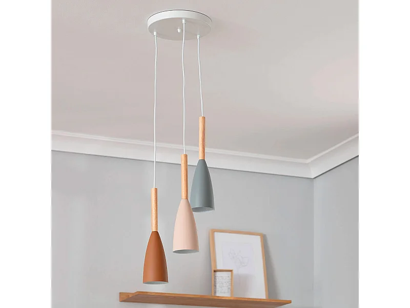 Lámpara Colgante Metal y Madera Rain Multicolor