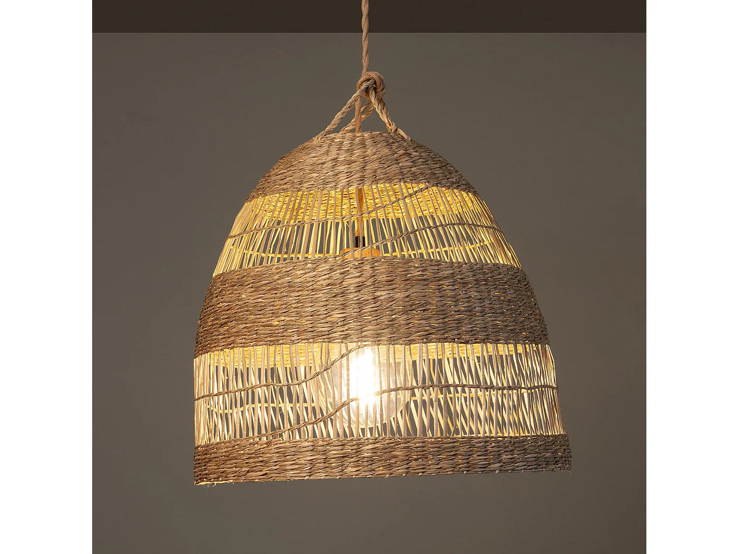 Lampada a Sospensione in Fibre Naturali Big Sami Ø450 mm ILUZZIA Intrecciato Naturale