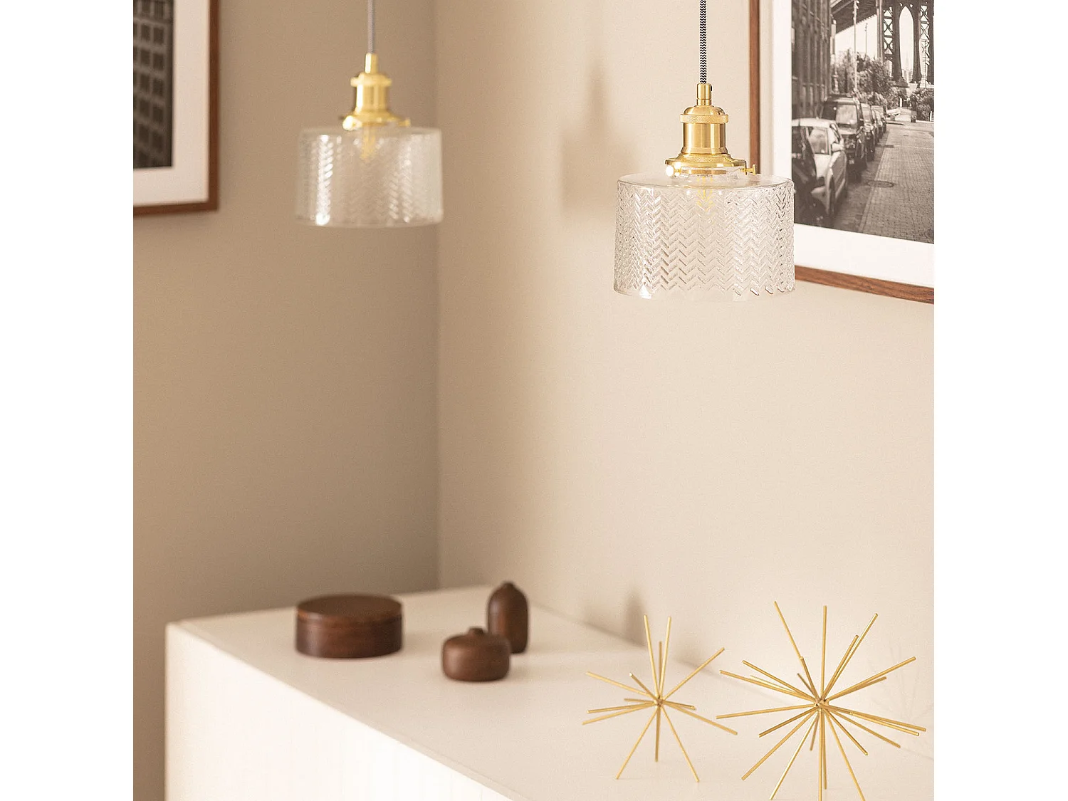 Suspension Verre Matisse Doré