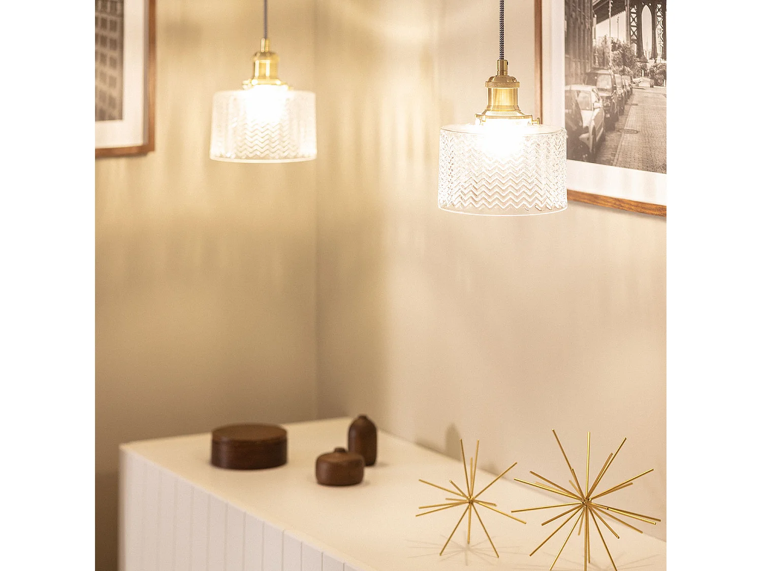 Suspension Verre Matisse Doré