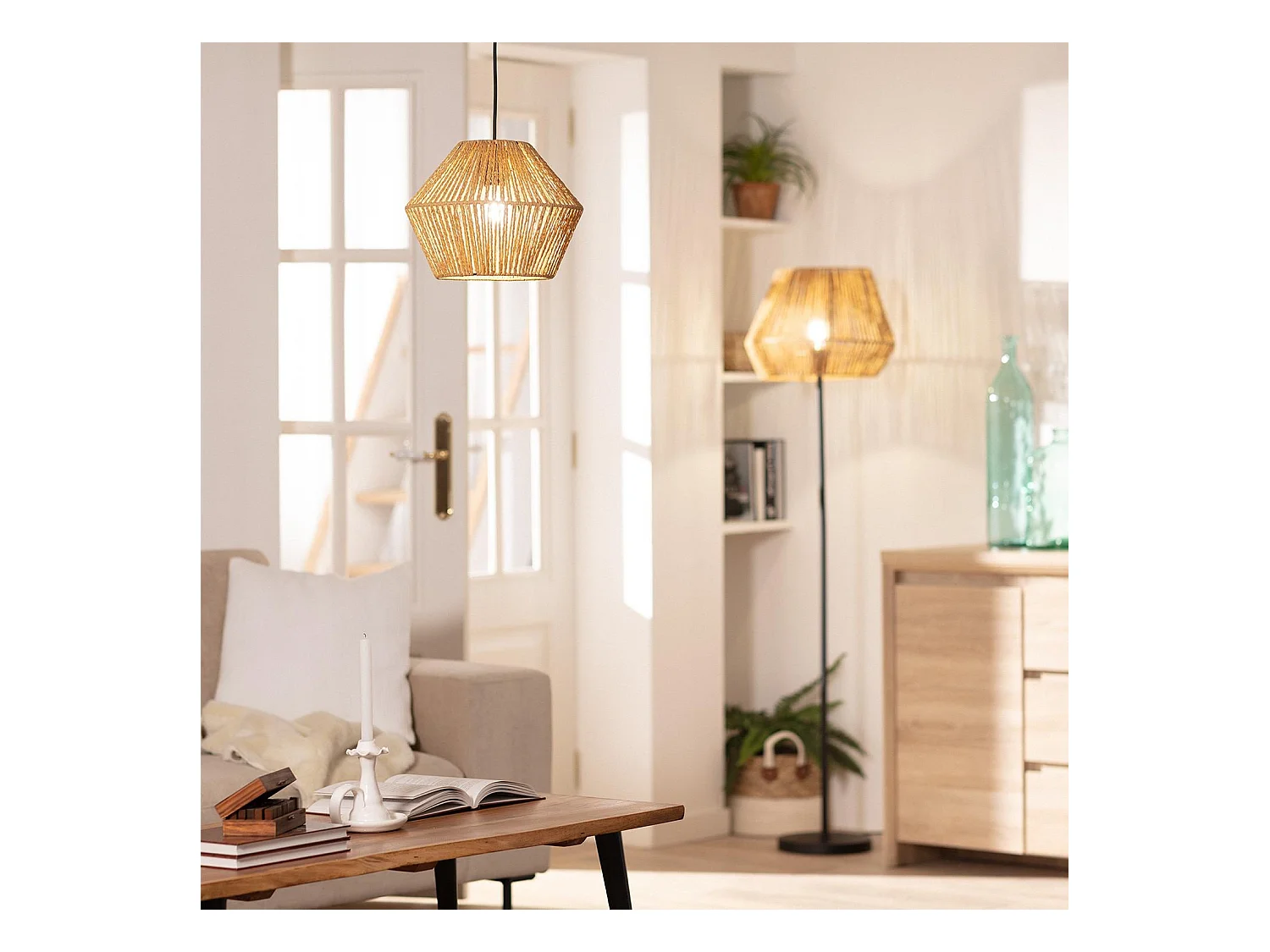 Lampada a Sospensione Carta Intrecciata Kirito Naturale