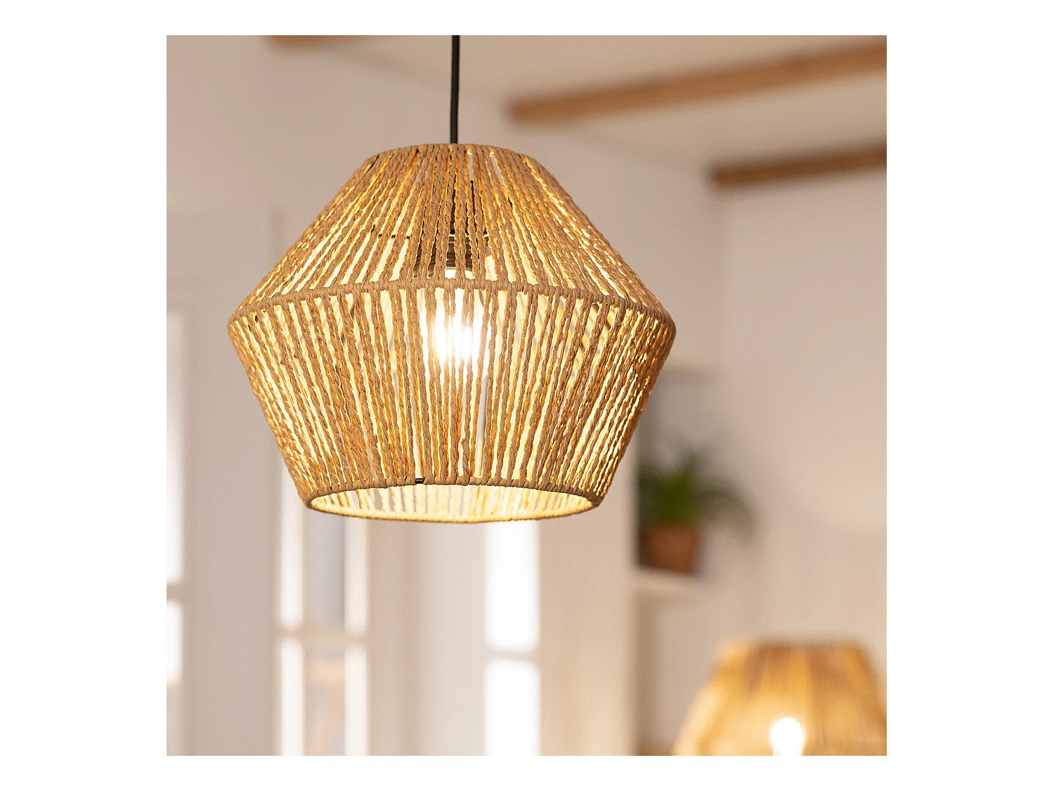 Lampada a Sospensione Carta Intrecciata Kirito Naturale