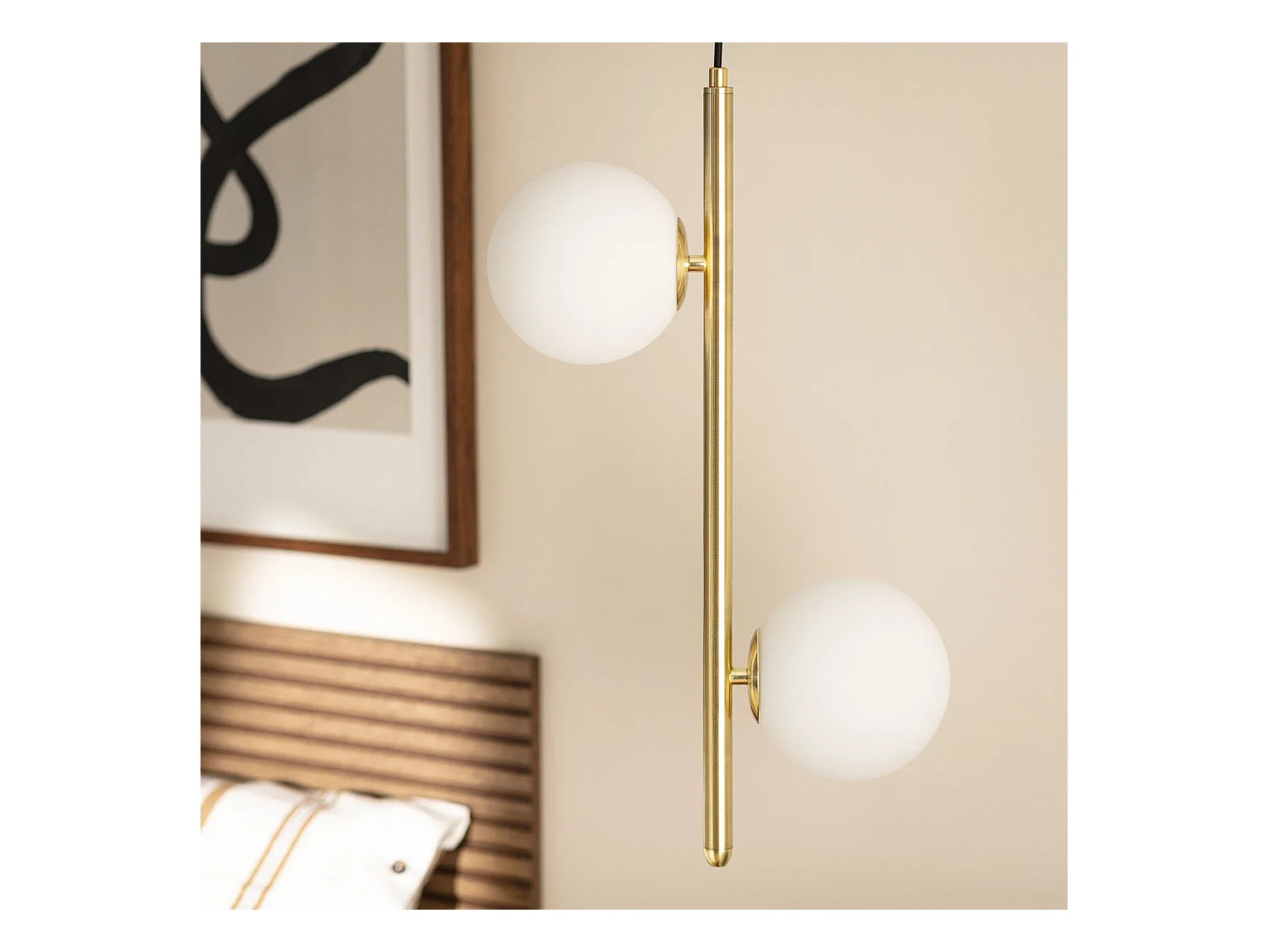 Lámpara Colgante Metal y Cristal Moonlight Doble Dorado