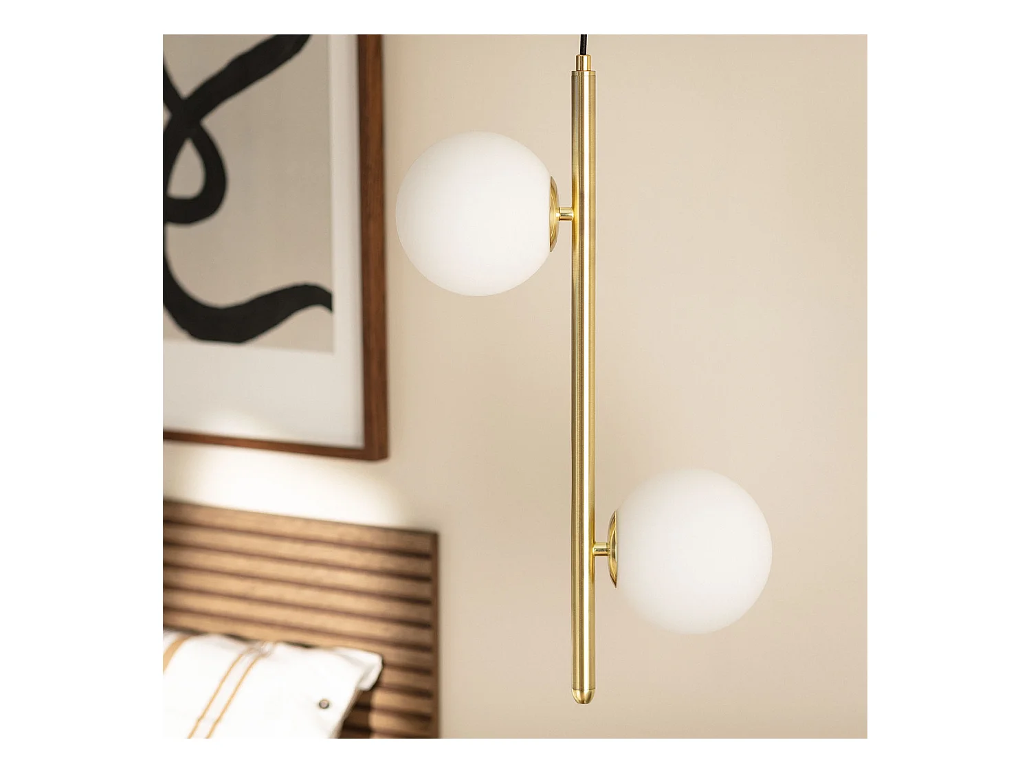 Suspension Métal et Verre Moonlight Double Doré