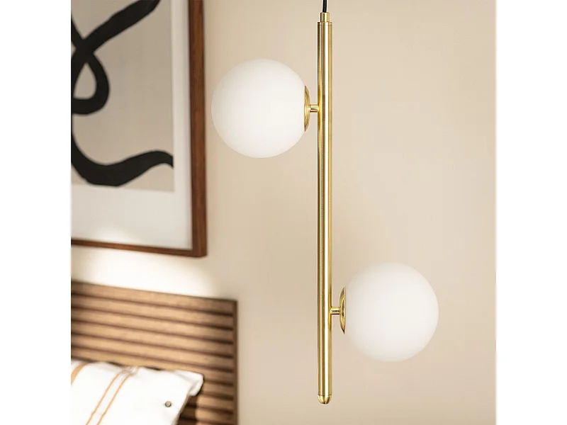 Suspension Métal et Verre Moonlight Double Doré