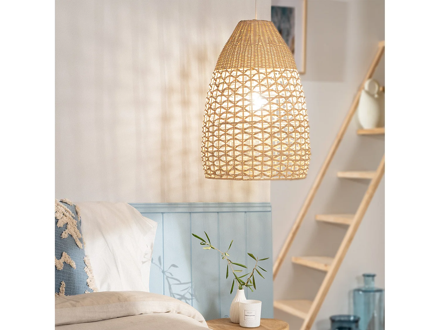 Suspension Rotin Jinan Naturel