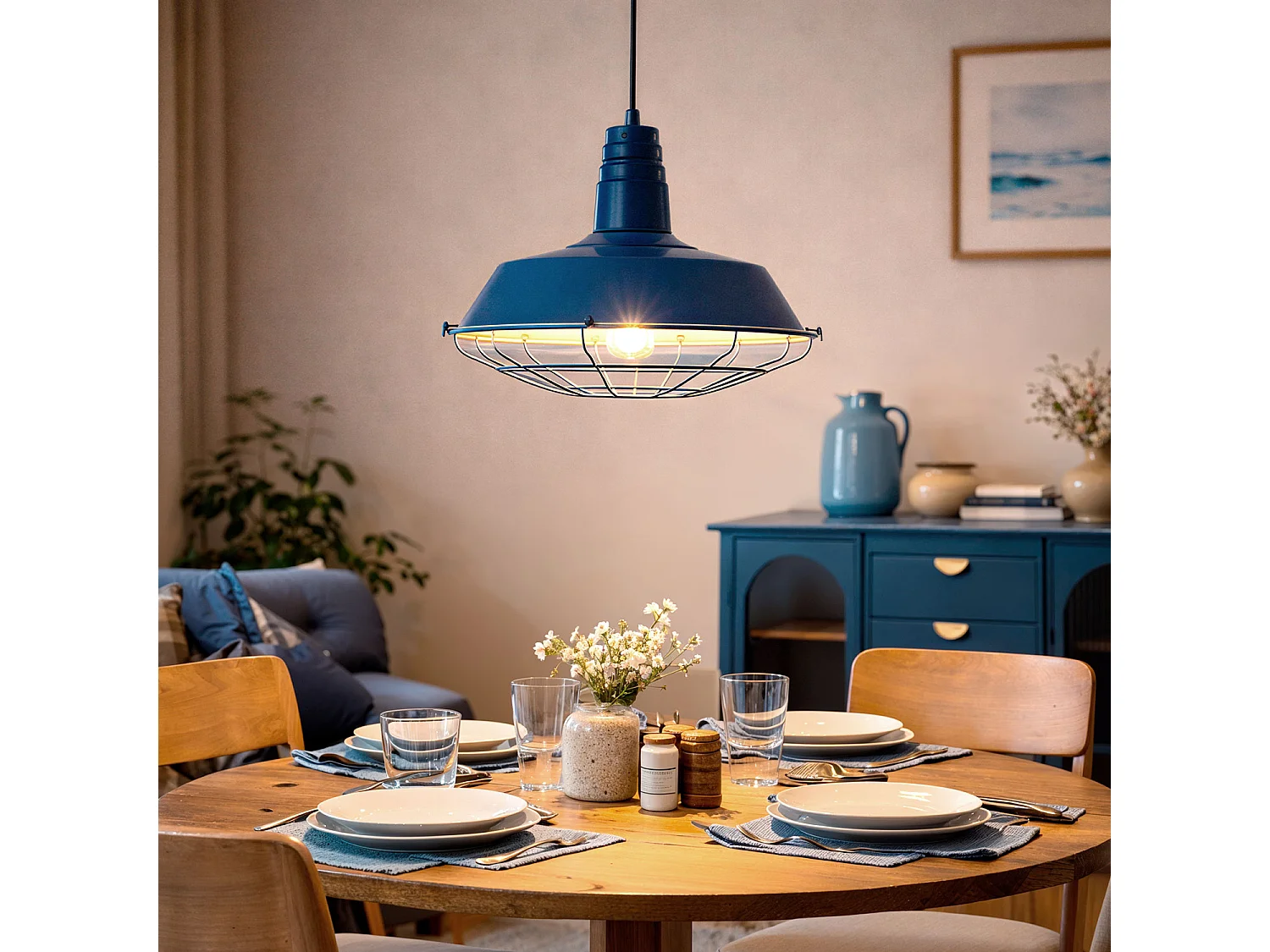 Lampada a Sospensione in Metallo Jagger Azzurro