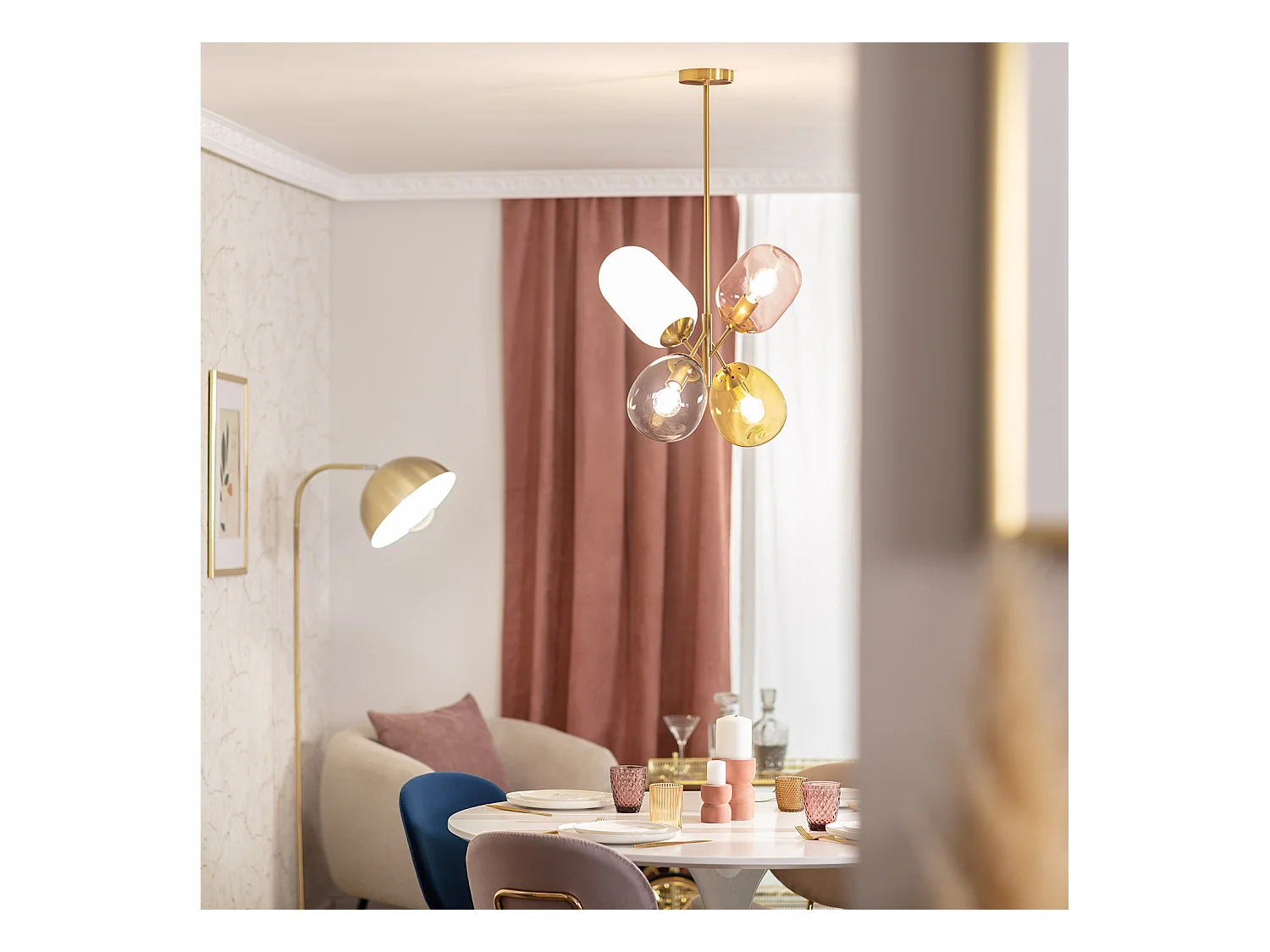 Suspension Métal et Verre Papallona Multicolore