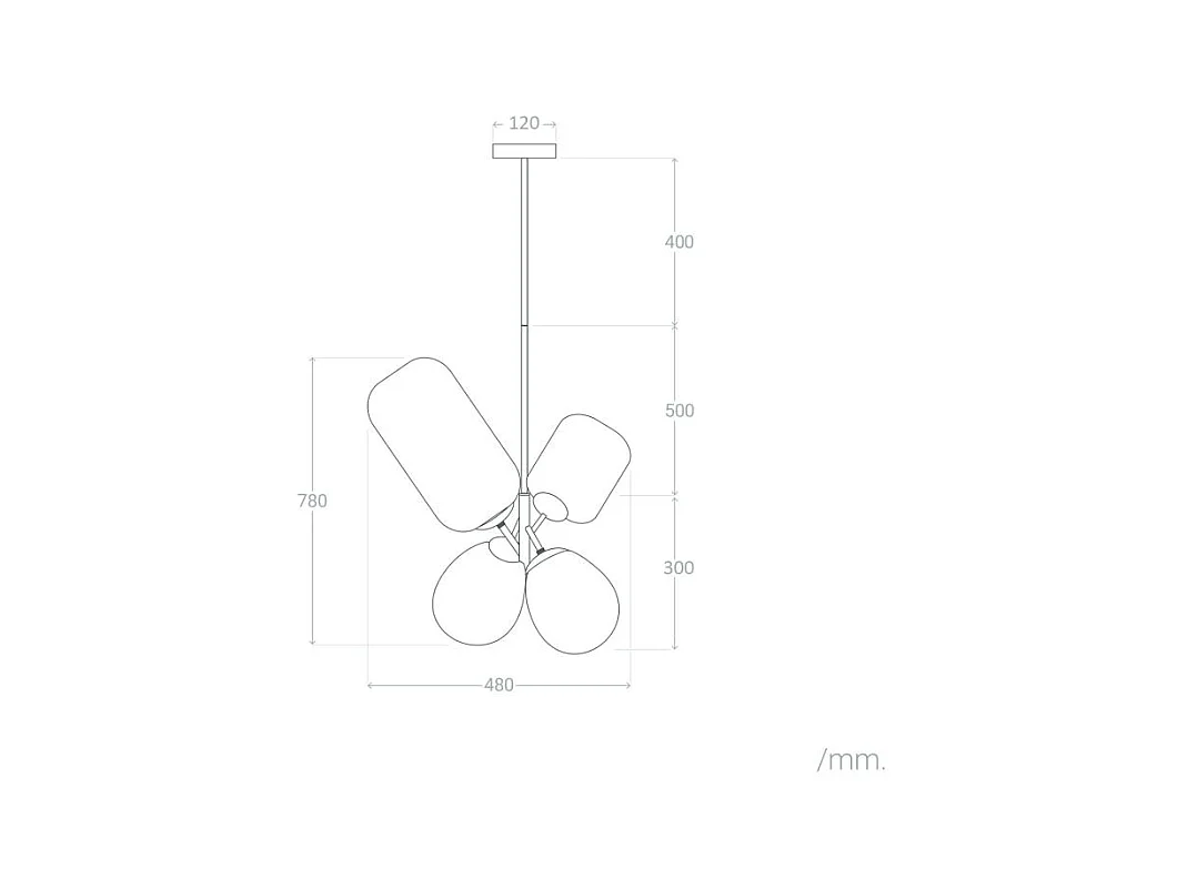 Suspension Métal et Verre Papallona Multicolore