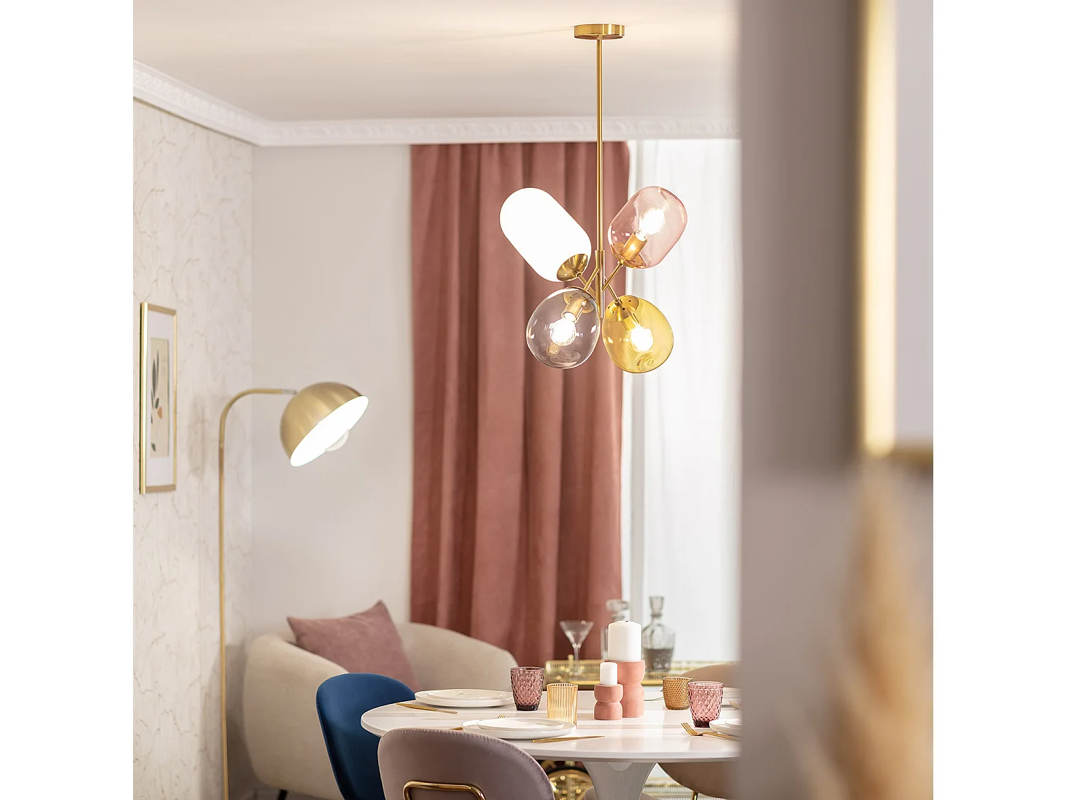 Suspension Métal et Verre Papallona Multicolore