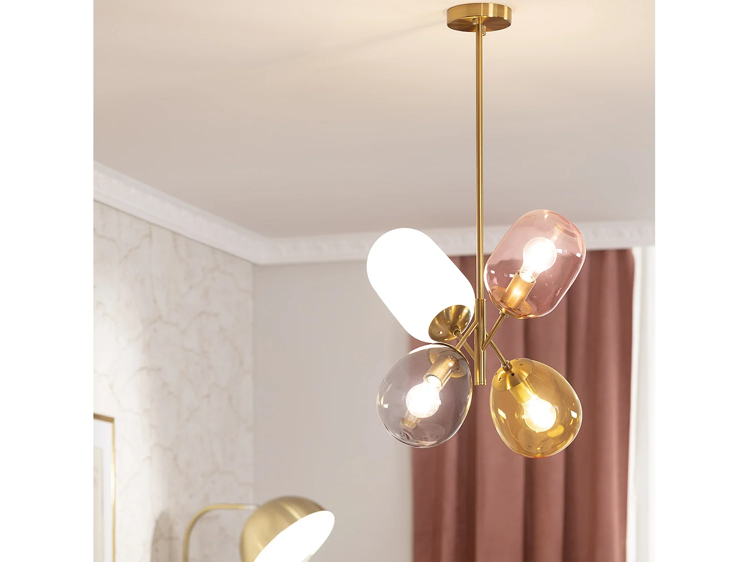 Suspension Métal et Verre Papallona Multicolore